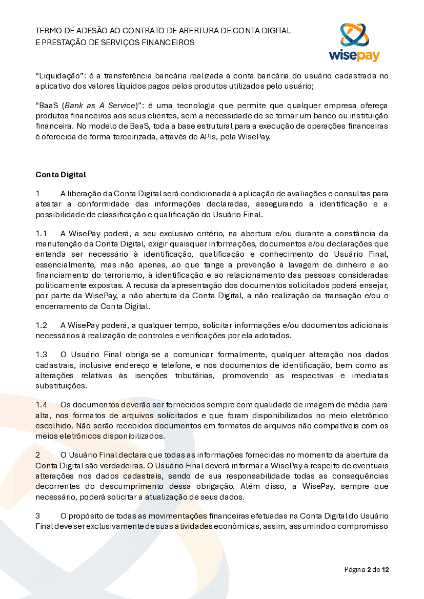 Termo de Adesão Conta Digital - Página 2